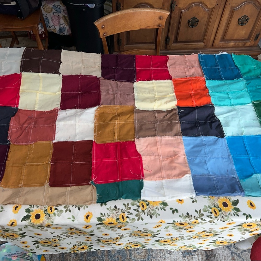 Vintage Multicolor quilt topper from NH UNFINISHED 59 x59